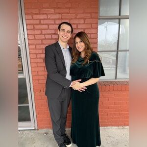 Aidan Mattox Green Velvet Dress